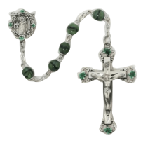 Green & Black Beads Rsry With Enameled Crucifix