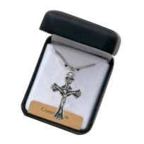 SILVER OX PEWTER CRUCIFIX ON 18