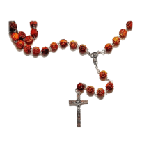 ENGRAVED OLIVE WOOD BEADS, 68CM