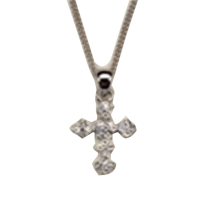 Crystal Cross w/18” Rhodium Plt Chain