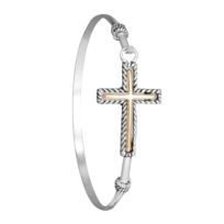 Two Tone Cross Bangle, carded